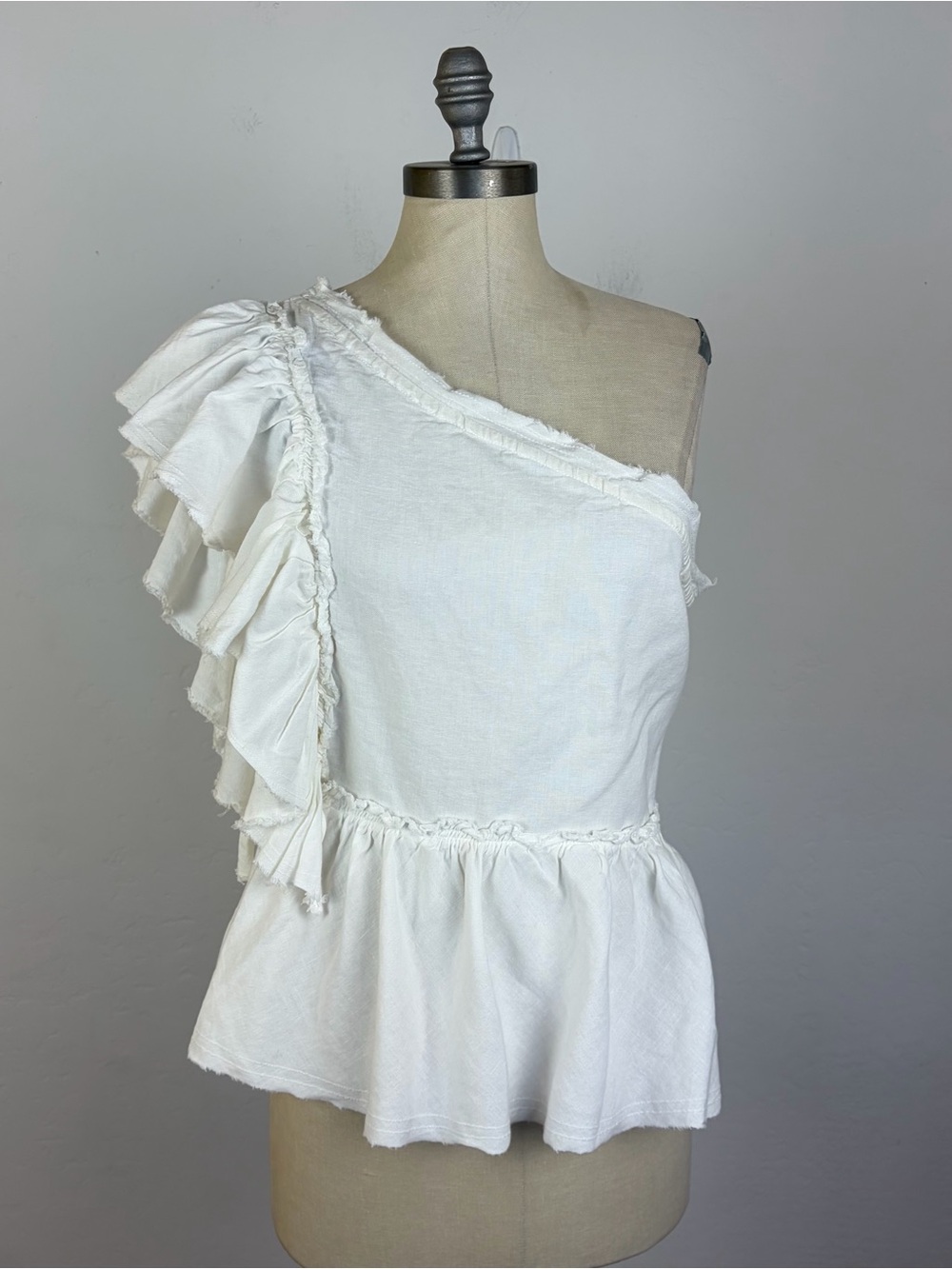 IRO Paris Plum One Shoulder Top in White